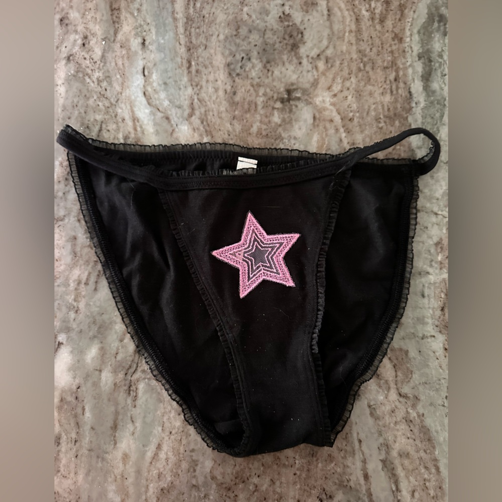 Victoria's Secret Black Bikini Bottom with Pink Accent